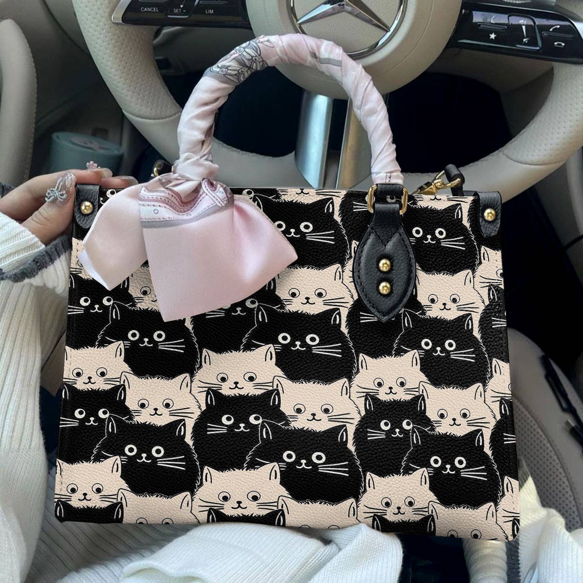  Leather Bag Cute Face Cats