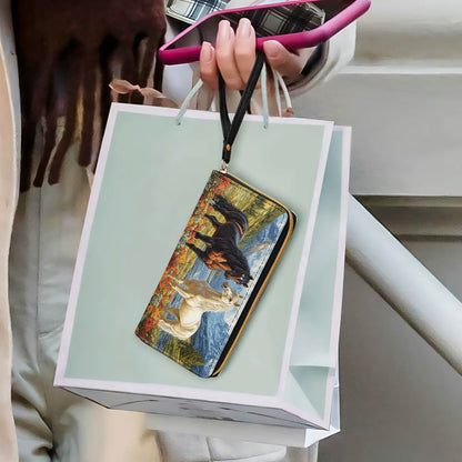  Leather Clutch Purse With Wristlet Strap Handle Majestic Meadow Bond