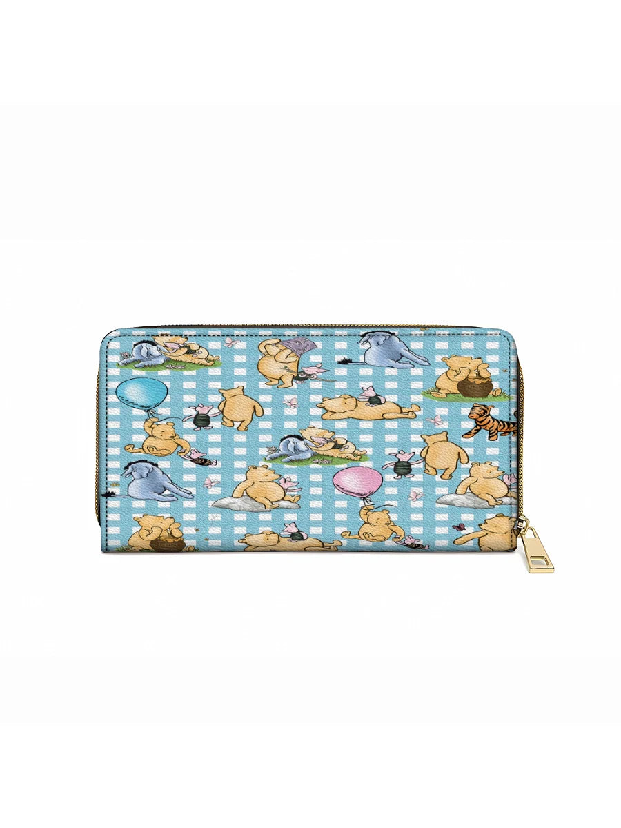  Leather Clutch Purse With Wristlet Strap Handle Winnie the Pooh Picnic