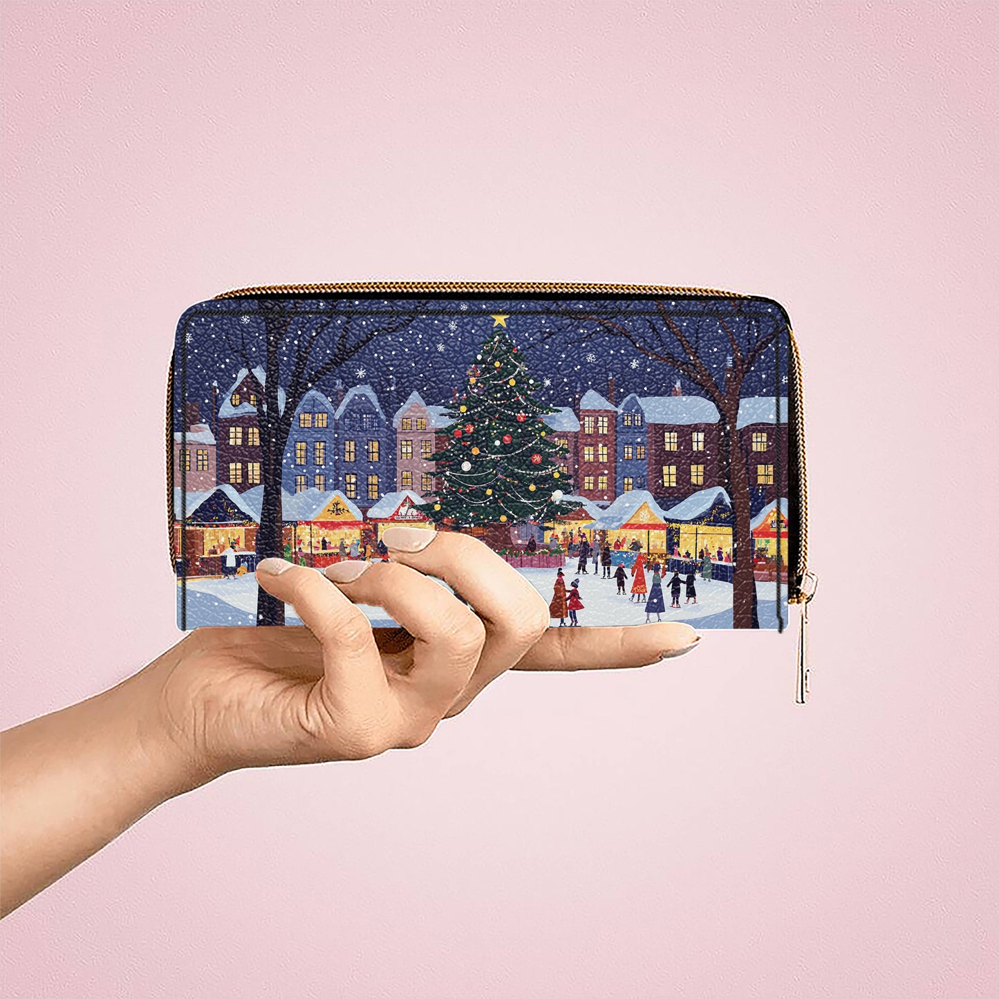  Leather Clutch Purse With Wristlet Strap Handle Christmas Market