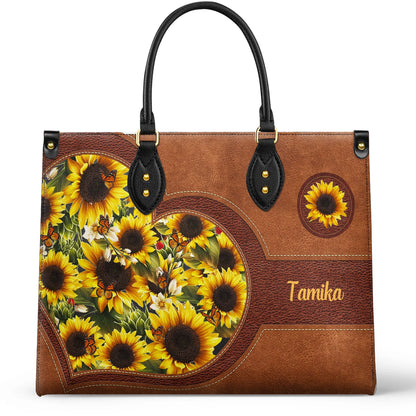  Leather Bag Personalized Lovely Sunflower