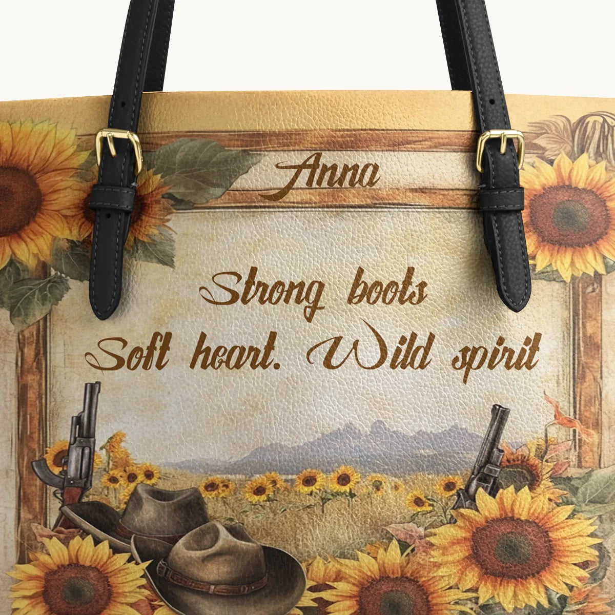  Personalized Wild Spirit Bloom Leather Tote Bag