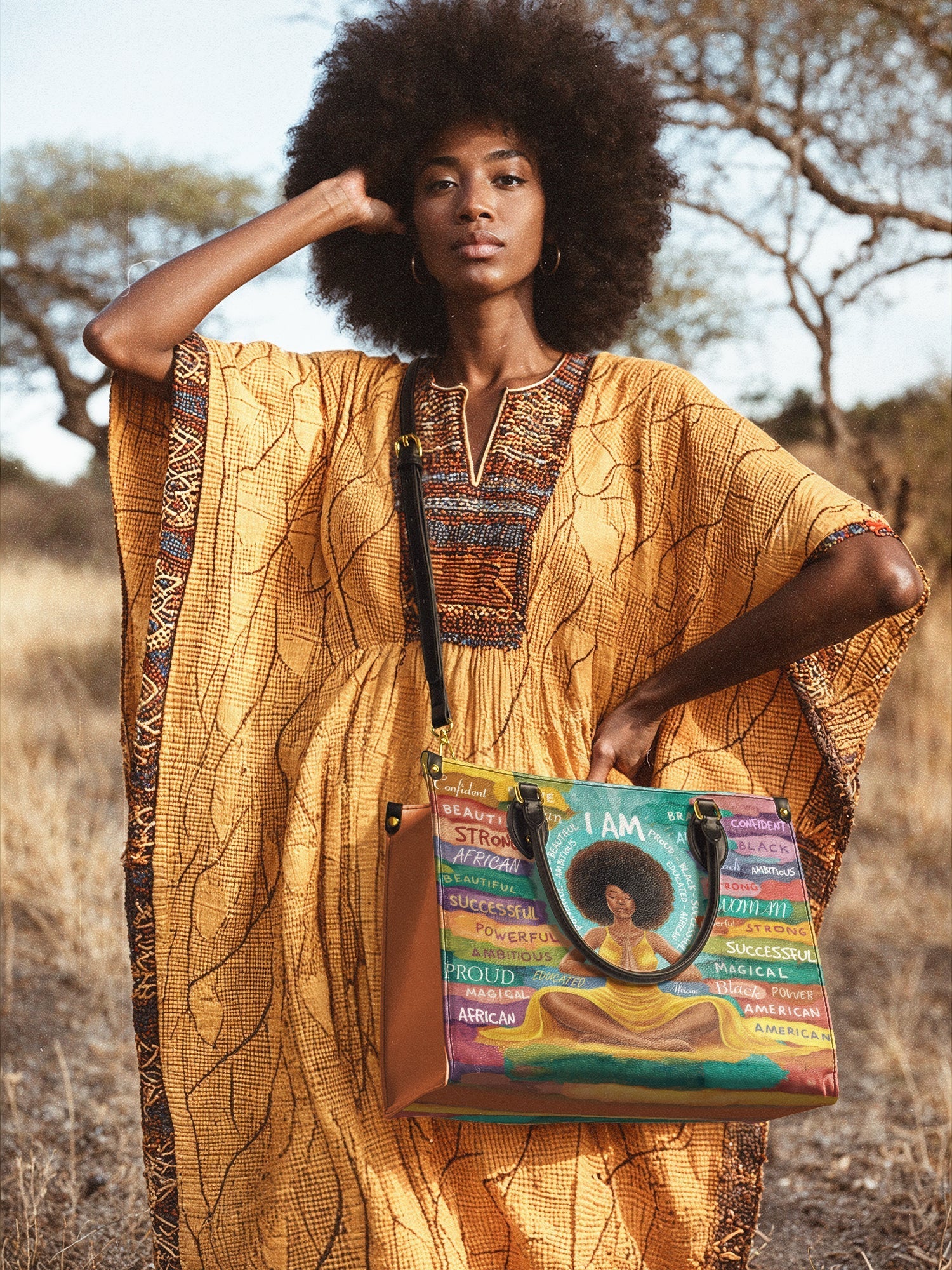 "AfroEssence" Leather Handbag