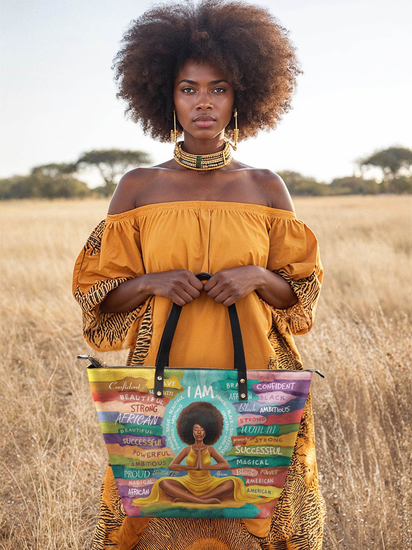 "AfroEssence" Leather Tote Bag