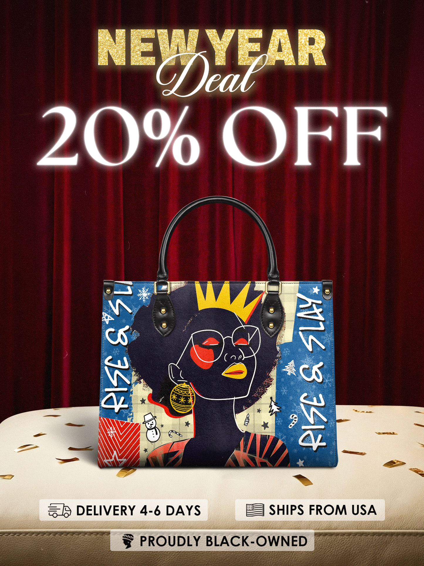 "Aina" Blueberry Snow Leather Handbag Deal