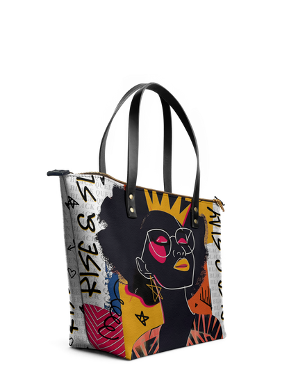 "Aina" Coconut White Leather Tote Bag