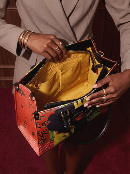 "Aina" Flame Red Leather Handbag Deal