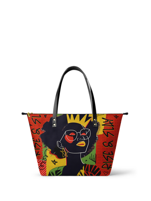 "Aina" Flame Red Leather Tote Bag