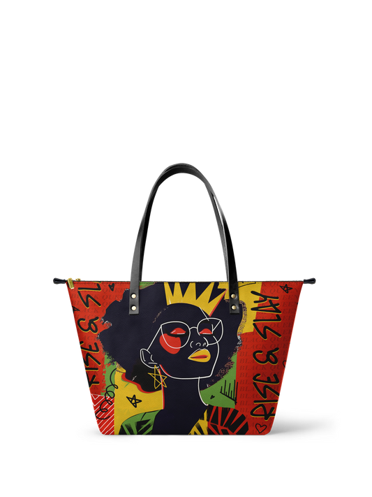 "Aina" Flame Red Leather Tote Bag