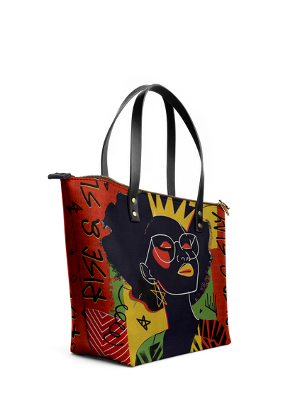 "Aina" Flame Red Leather Tote Bag