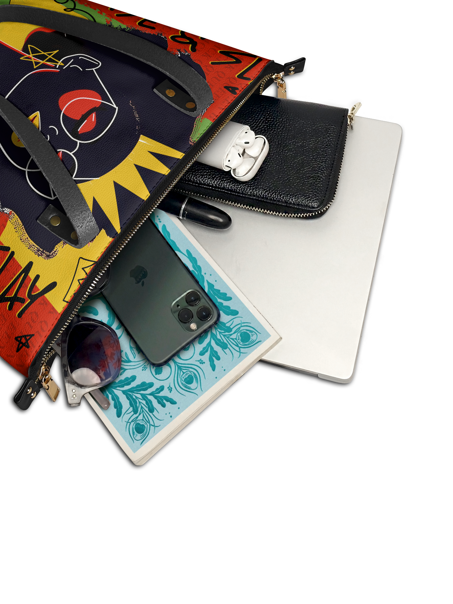 "Aina" Flame Red Leather Tote Bag