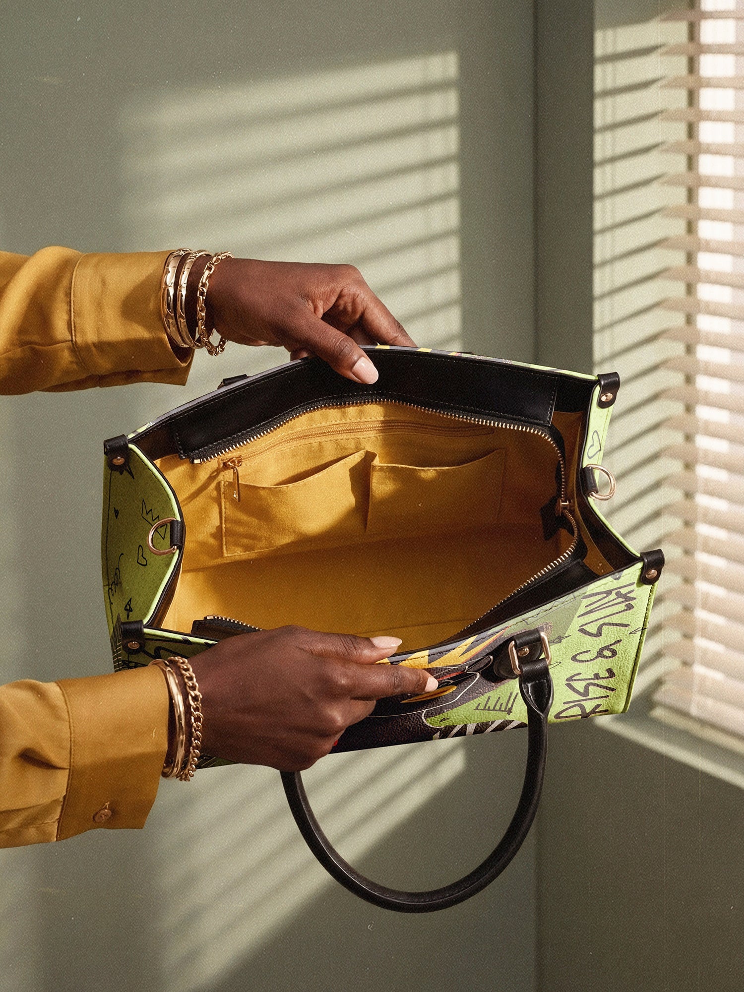 "Aina" Lime Pop Leather Handbag Deal