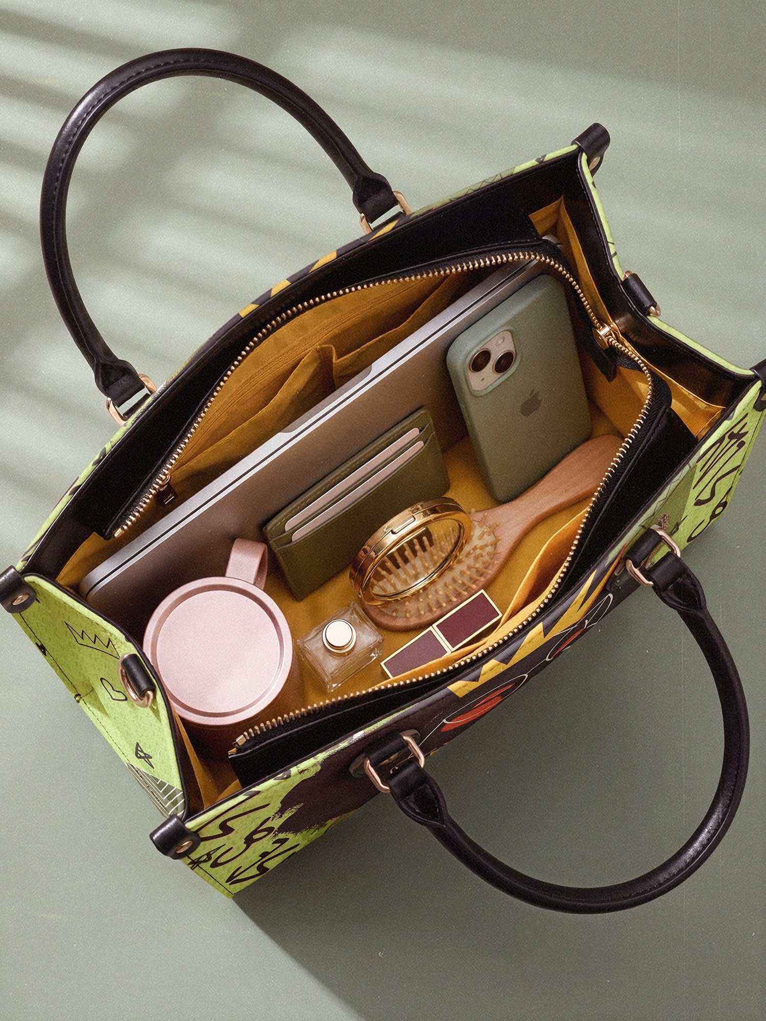 "Aina" Lime Pop Leather Handbag Deal