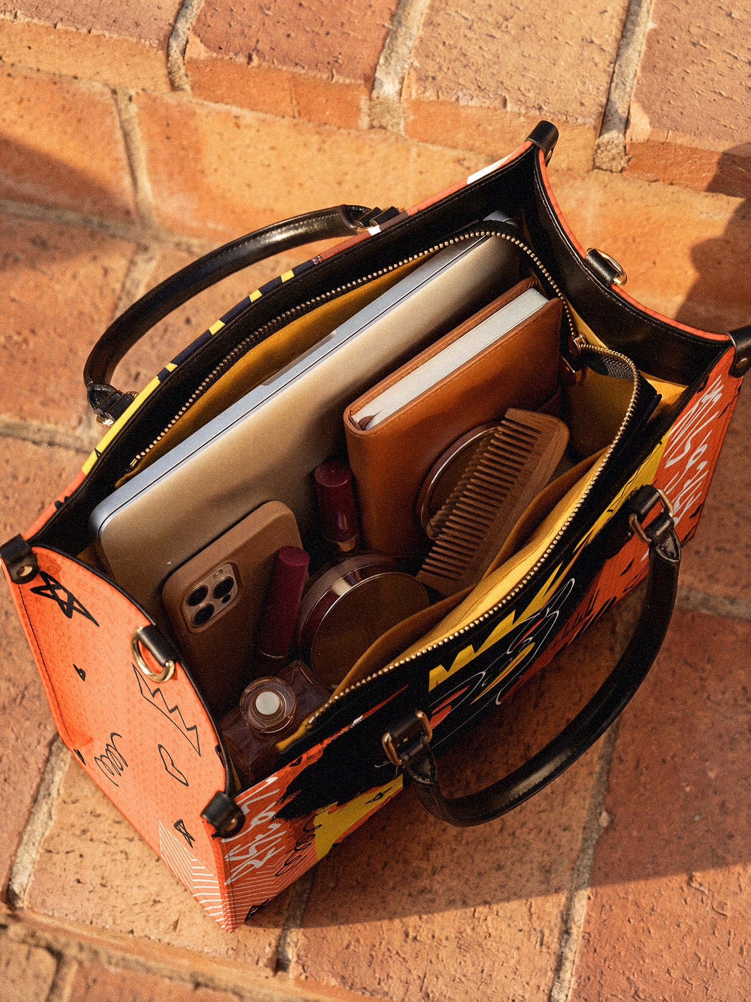 "Aina" Orange Sorbet Leather Handbag Deal