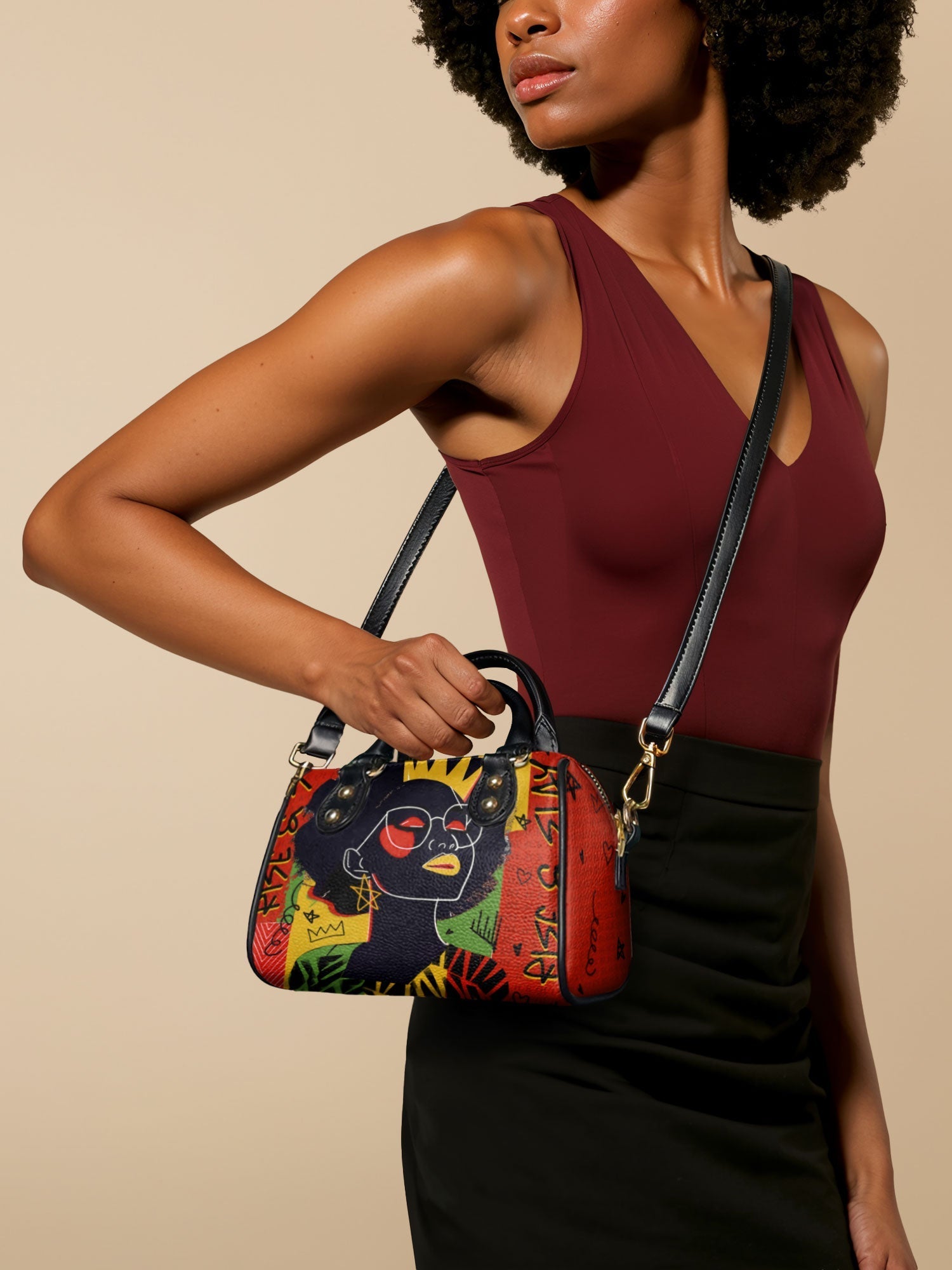 "Aina" Flame Red Mini Satchel