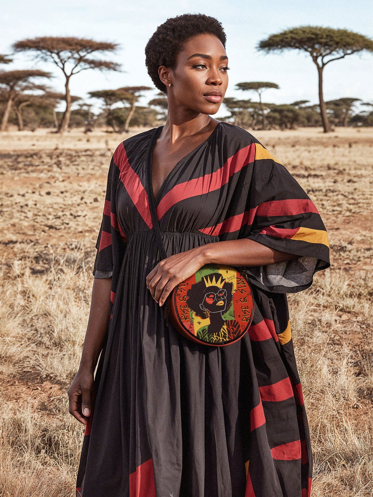 "Aina" Flame Red Circle Crossbody Bag