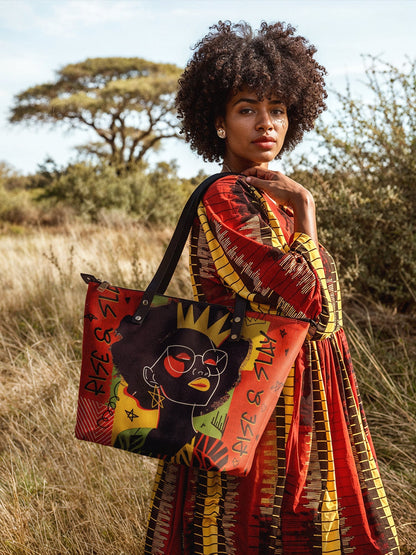 "Aina" Flame Red Leather Tote Bag