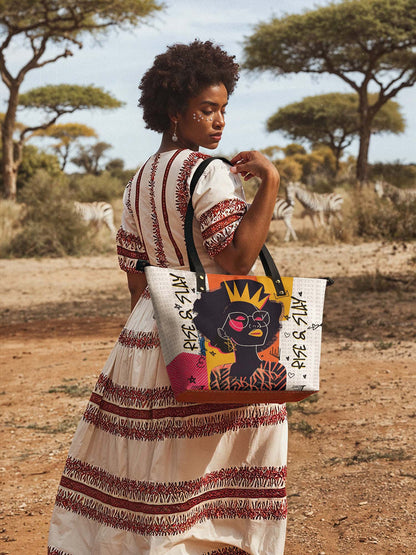 "Aina" Coconut White Leather Tote Bag