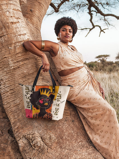 "Aina" Coconut White Leather Tote Bag