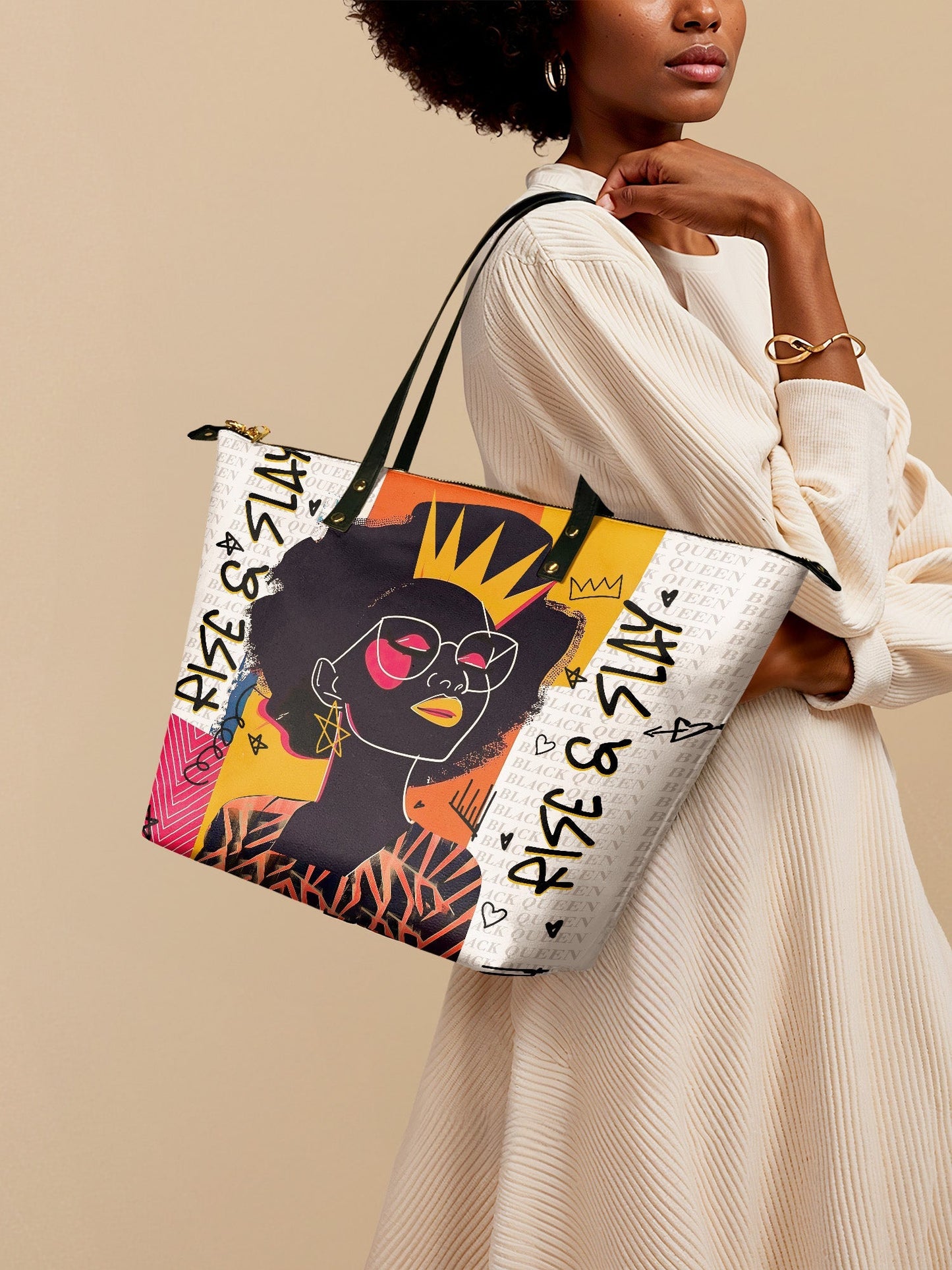 "Aina" Coconut White Leather Tote Bag