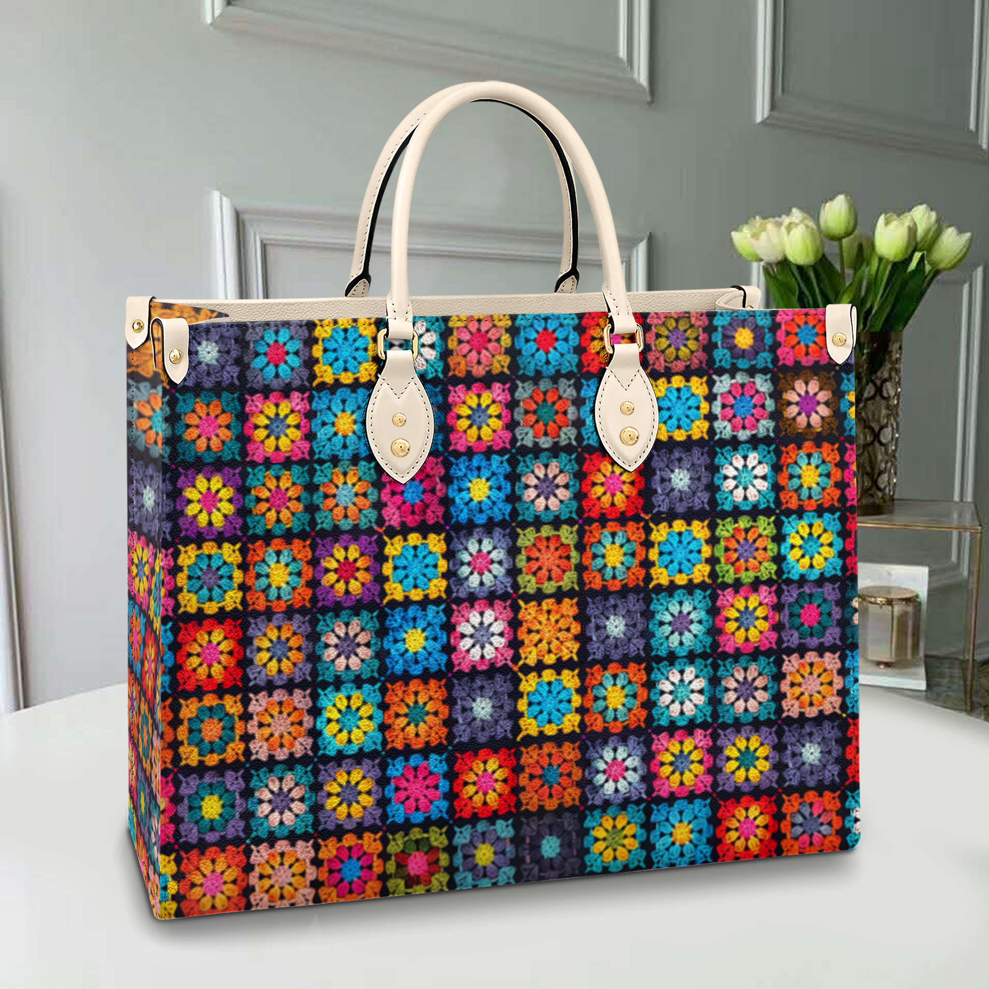  Leather Bag Crochet Granny/Mom Square Blanket