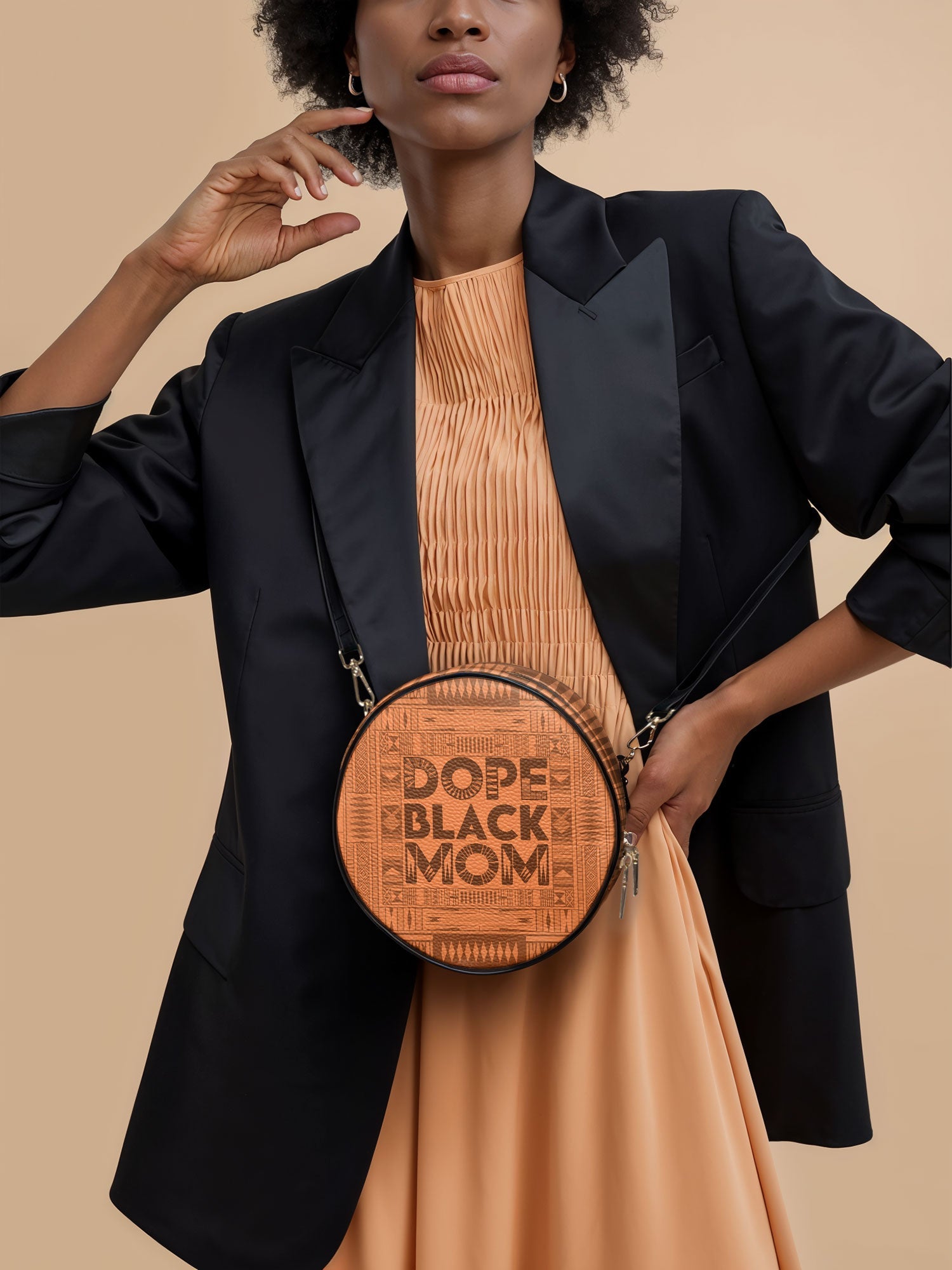 "Dope Black Mom" Circle Crossbody Bag