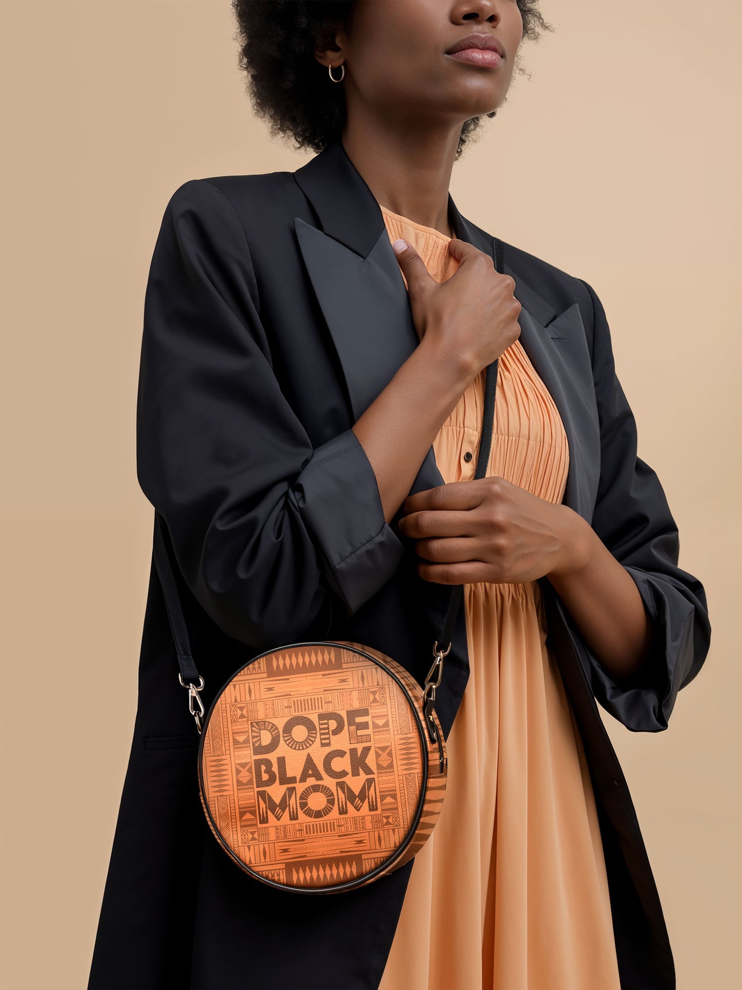"Dope Black Mom" Circle Crossbody Bag