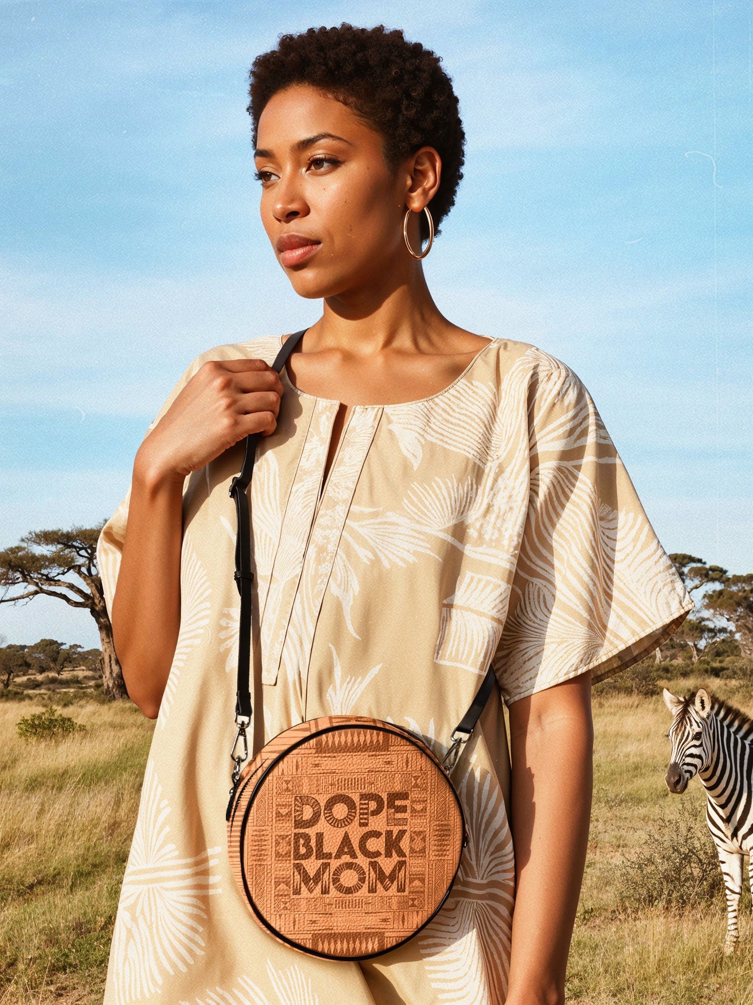 "Dope Black Mom" Circle Crossbody Bag