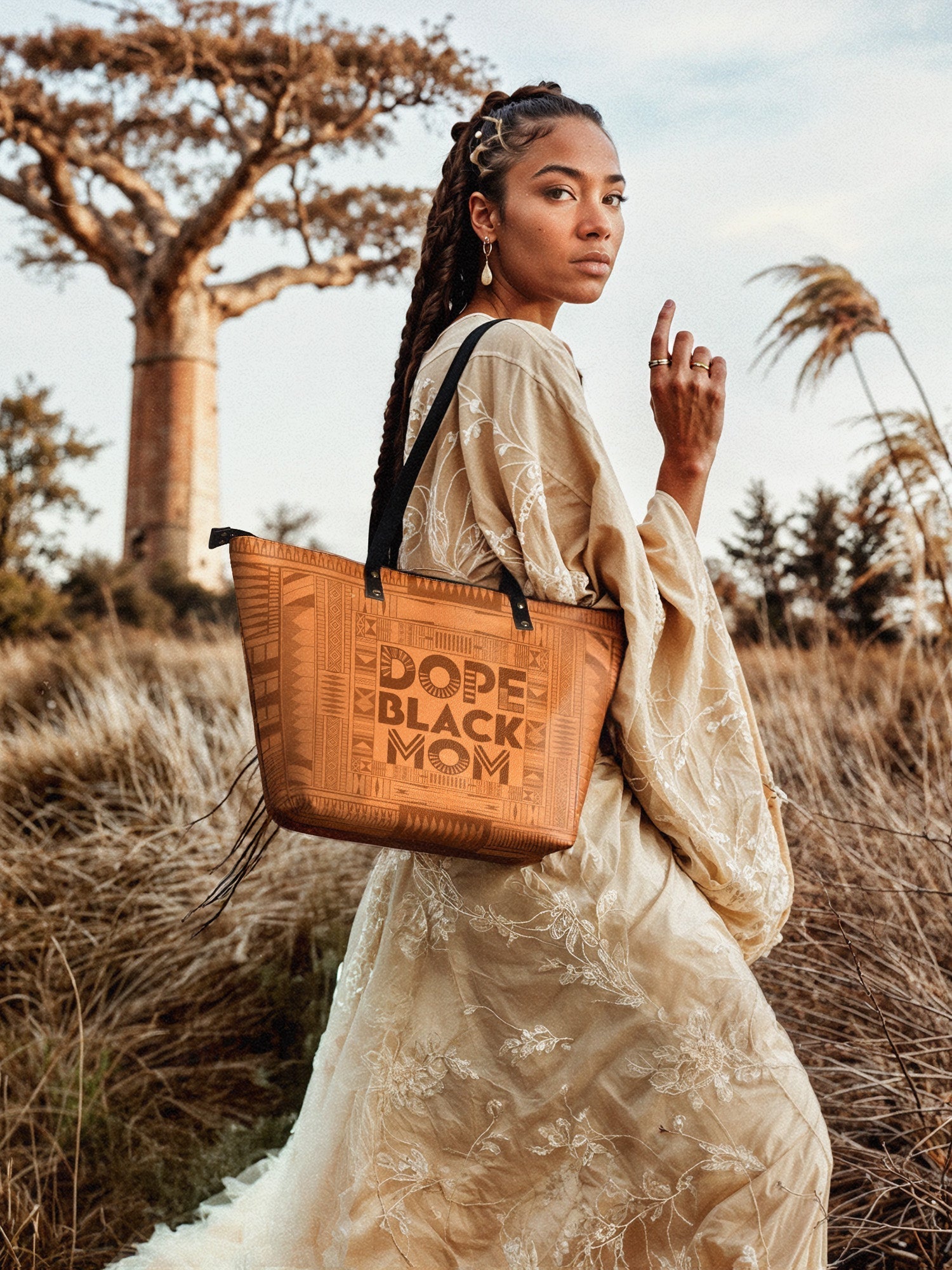 "Dope Black Mom" Leather Tote Bag