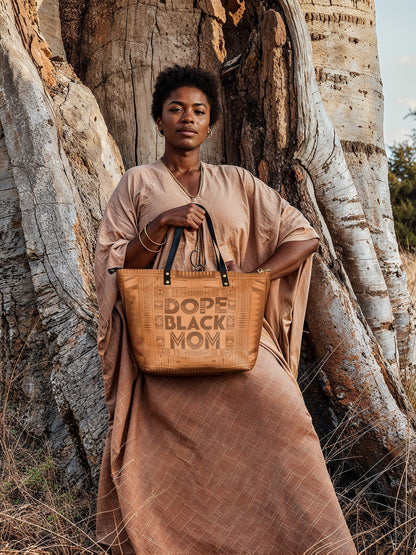 "Dope Black Mom" Leather Tote Bag