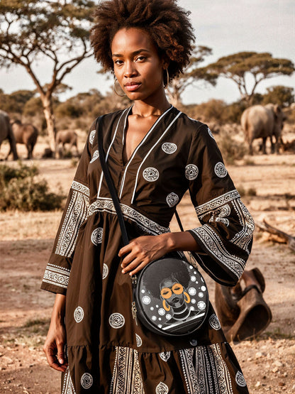 "Fahari" Monochrome Circle Crossbody Bag