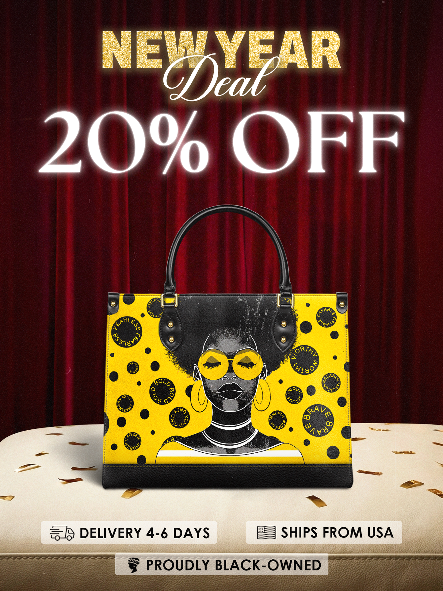 "Fahari" Marigold Pop Leather Handbag Deal