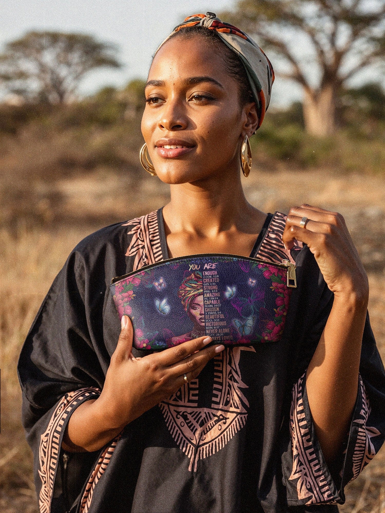 "Imani" Blue Orchid Eclipse Makeup Bag