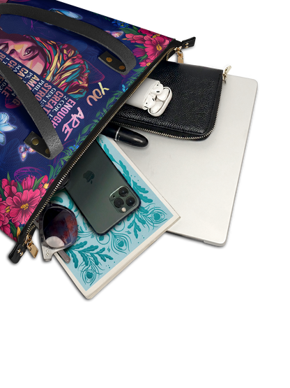 "Imani" Blue Orchid Leather Tote Bag