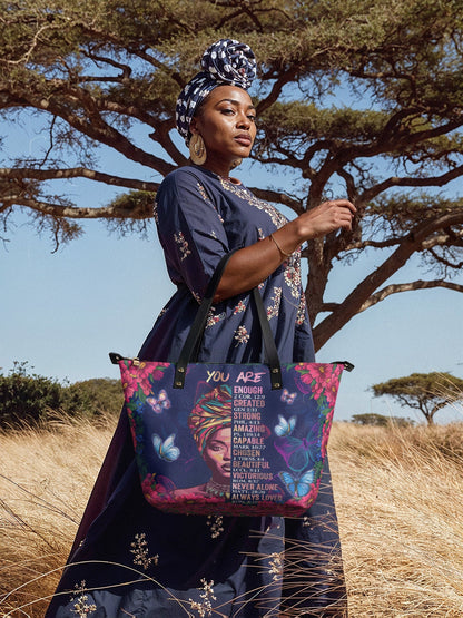 "Imani" Blue Orchid Leather Tote Bag