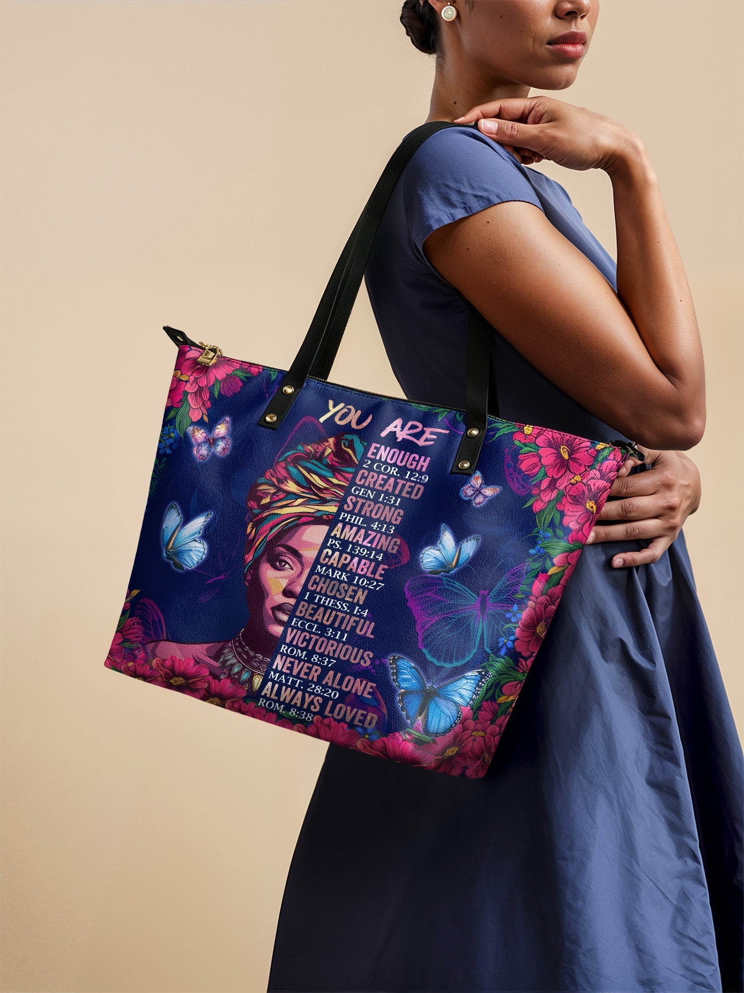 "Imani" Blue Orchid Leather Tote Bag