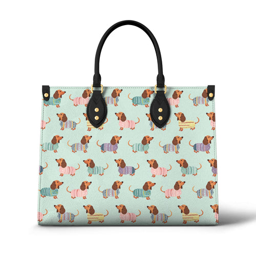  Leather Bag Dog Leather Bag Colorful Dachshunds Ver2