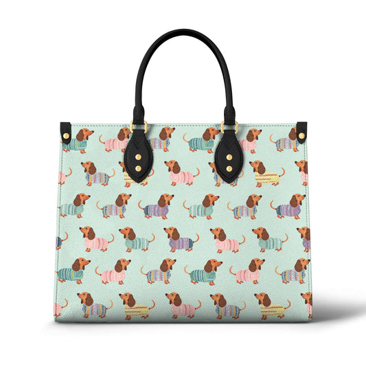  Leather Bag Dog Leather Bag Colorful Dachshunds Ver2