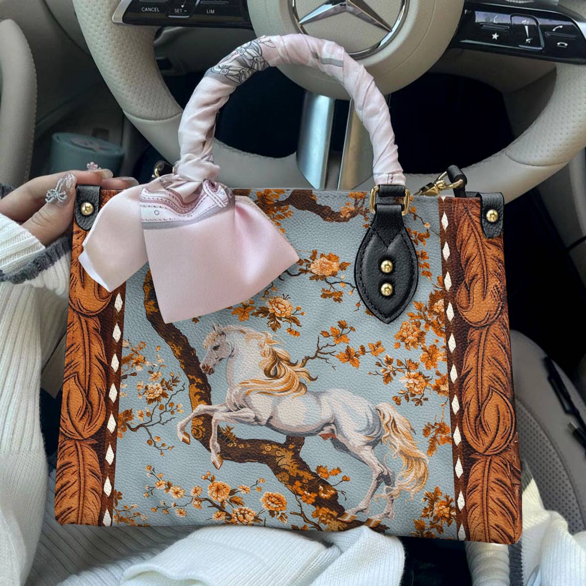  Leather Bag Equestrian Blossom