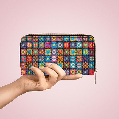  Crochet Granny/Mom Square Blanket Purse With Wristlet Strap Handle