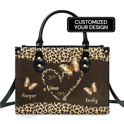  Blessed To Be Called Grandma Personalized Leather Bag