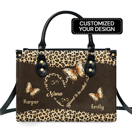  Blessed To Be Called Grandma Personalized Leather Bag