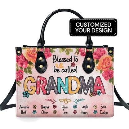  Blessed To Be Called Grandma/Nana Personalized Leather Bag