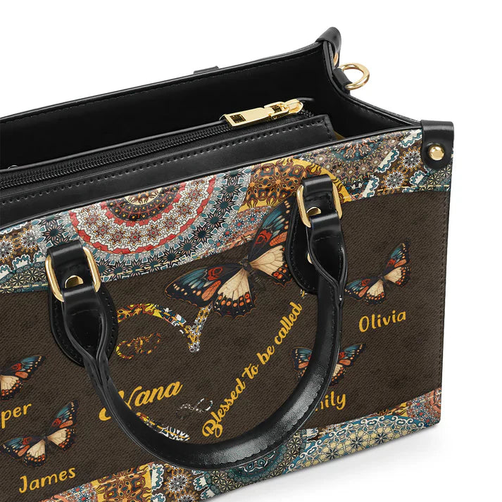  Blessed To Be Called Grandma Personalized Leather Bag