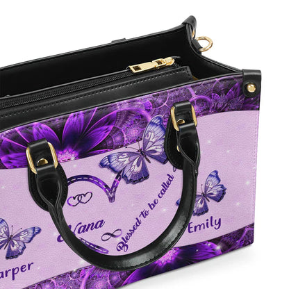  Blessed To Be Called Grandma Personalized Leather Bag