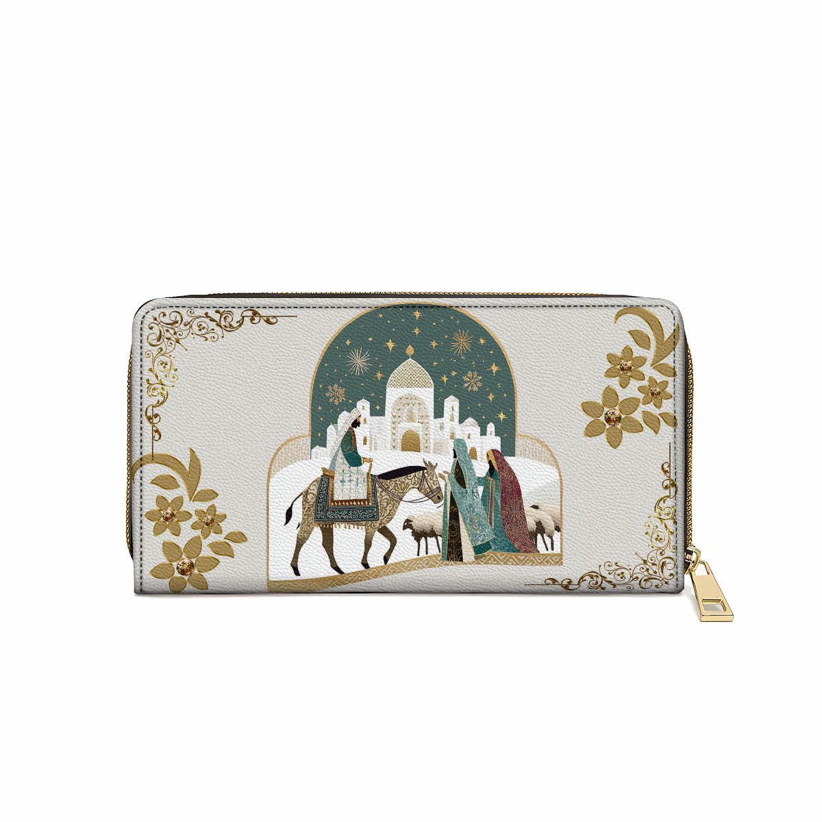  Leather Clutch Purse With Wristlet Strap Handle Star of Bethlehem