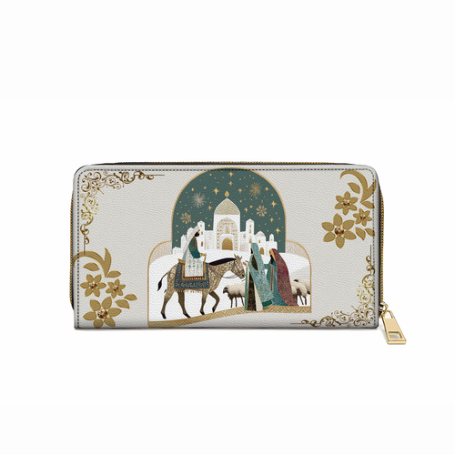  Leather Clutch Purse With Wristlet Strap Handle Star of Bethlehem