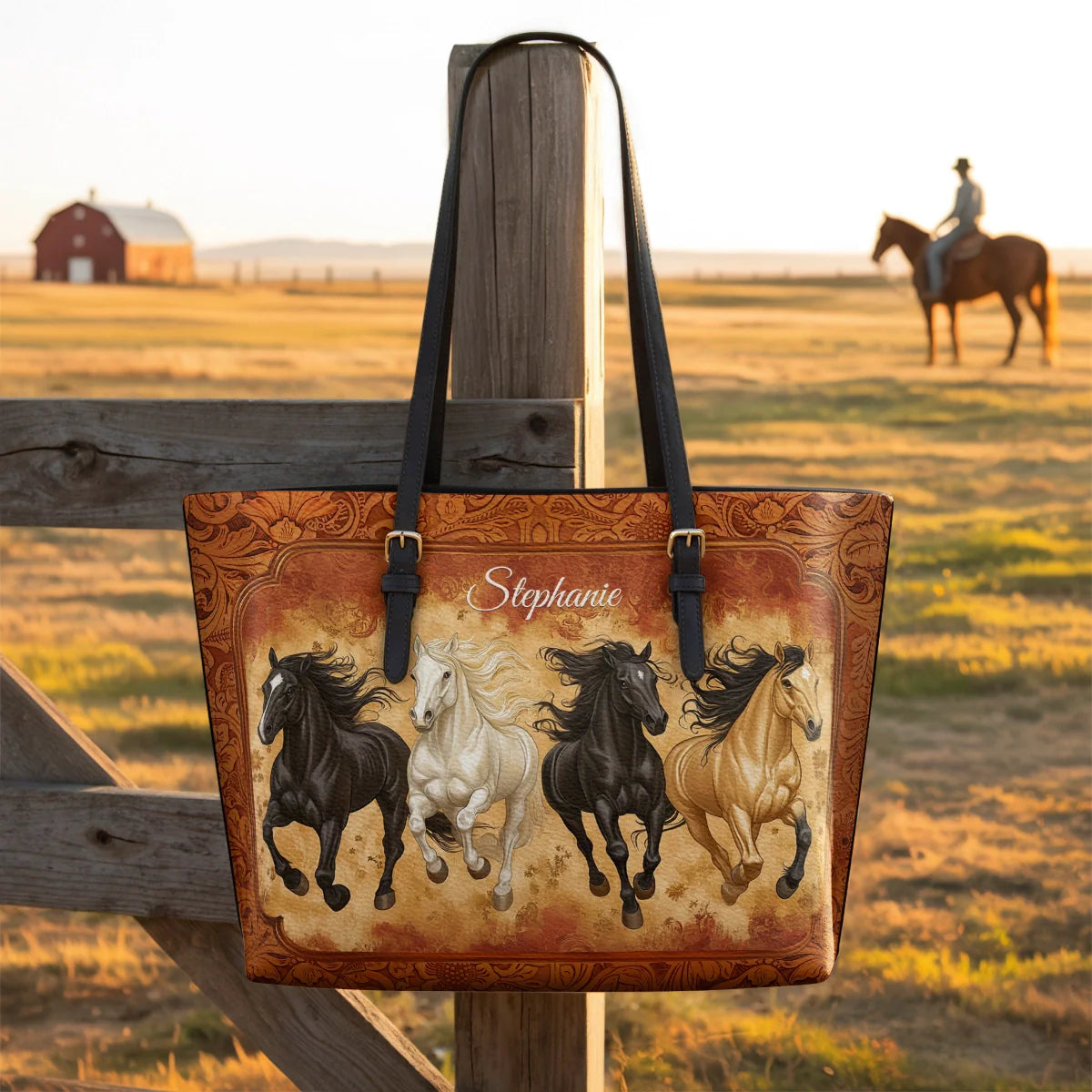  Galloping Horse Legacy Leather Tote Bag