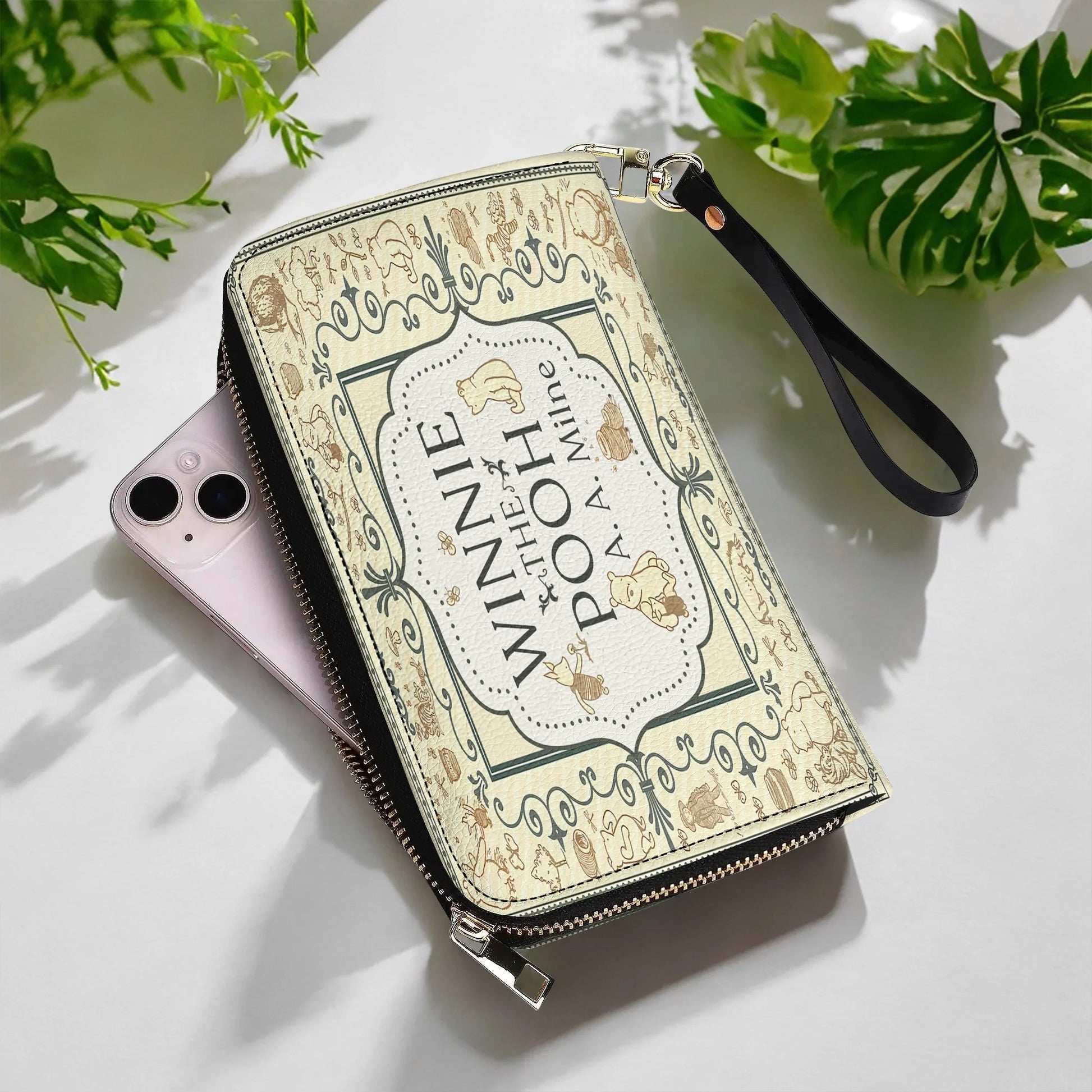  Leather Clutch Purse With Wristlet Strap Handle Pooh?s Timeless