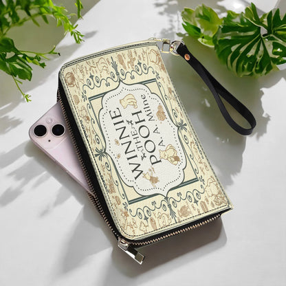  Leather Clutch Purse With Wristlet Strap Handle Pooh?s Timeless